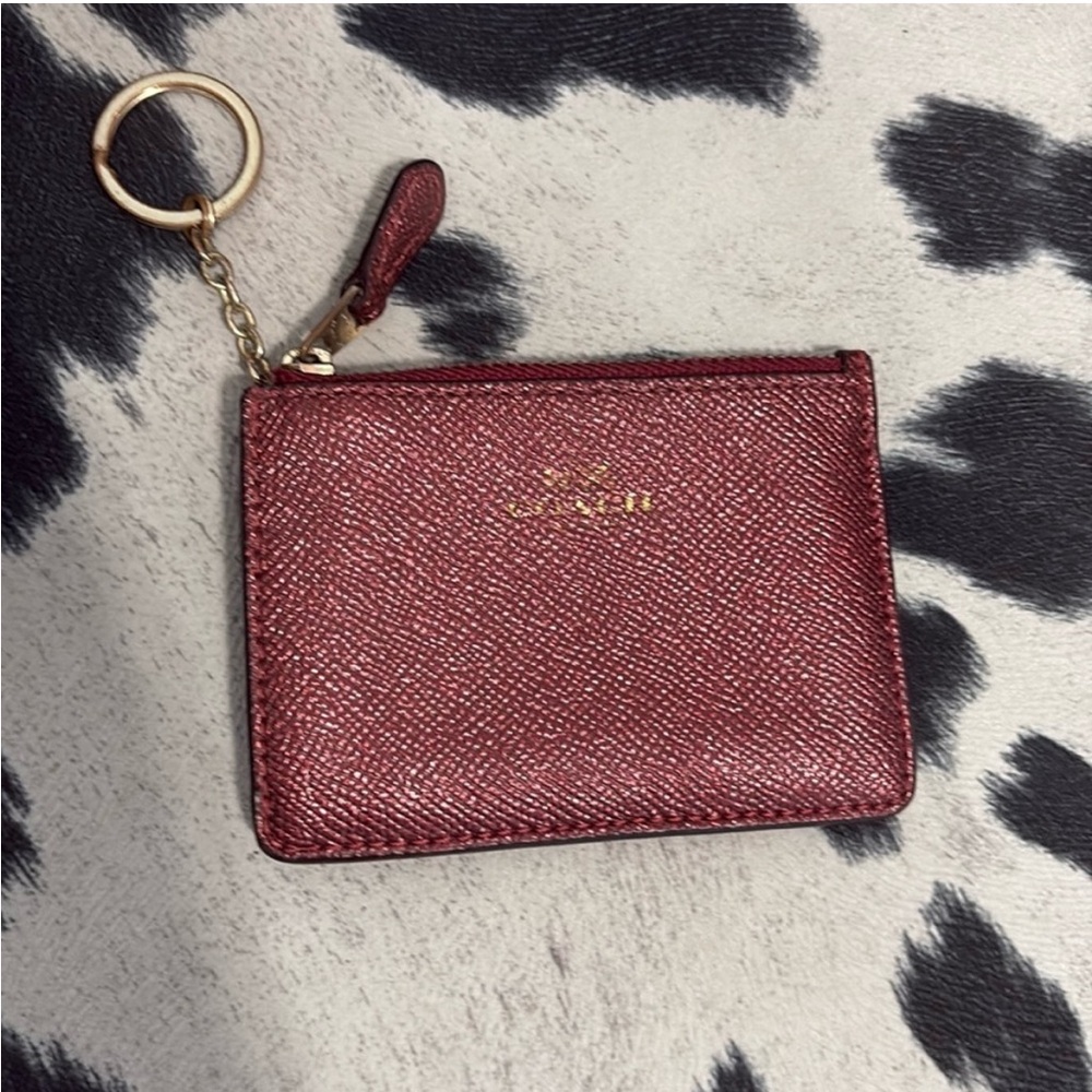 Coach Mini ID Metallic Pink Card Holder/Keychain